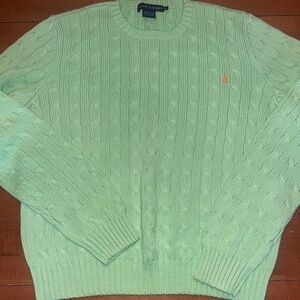 Women's Ralph Lauren Cable-Knit Cotton Sweater in light green (Size XL)